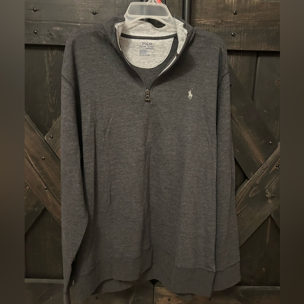 Polo by Ralph Lauren 3/4 zip charcoal gray pullover